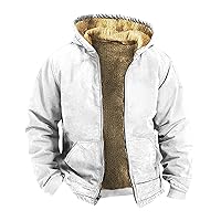 Men'S Winter Graphic Coats Fleece Zip Up Long Sleeve Jackets Outdoor Fashion Thermal Coats Ski Slim Fit Hooded