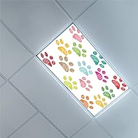 Fluorescent Light Covers for Classroom Office-Dog Paws Pattern-Fluorescent Light Covers for Classroom Office-2ft x 4ft Drop Ceiling Fluorescent Decorative,Multicolor