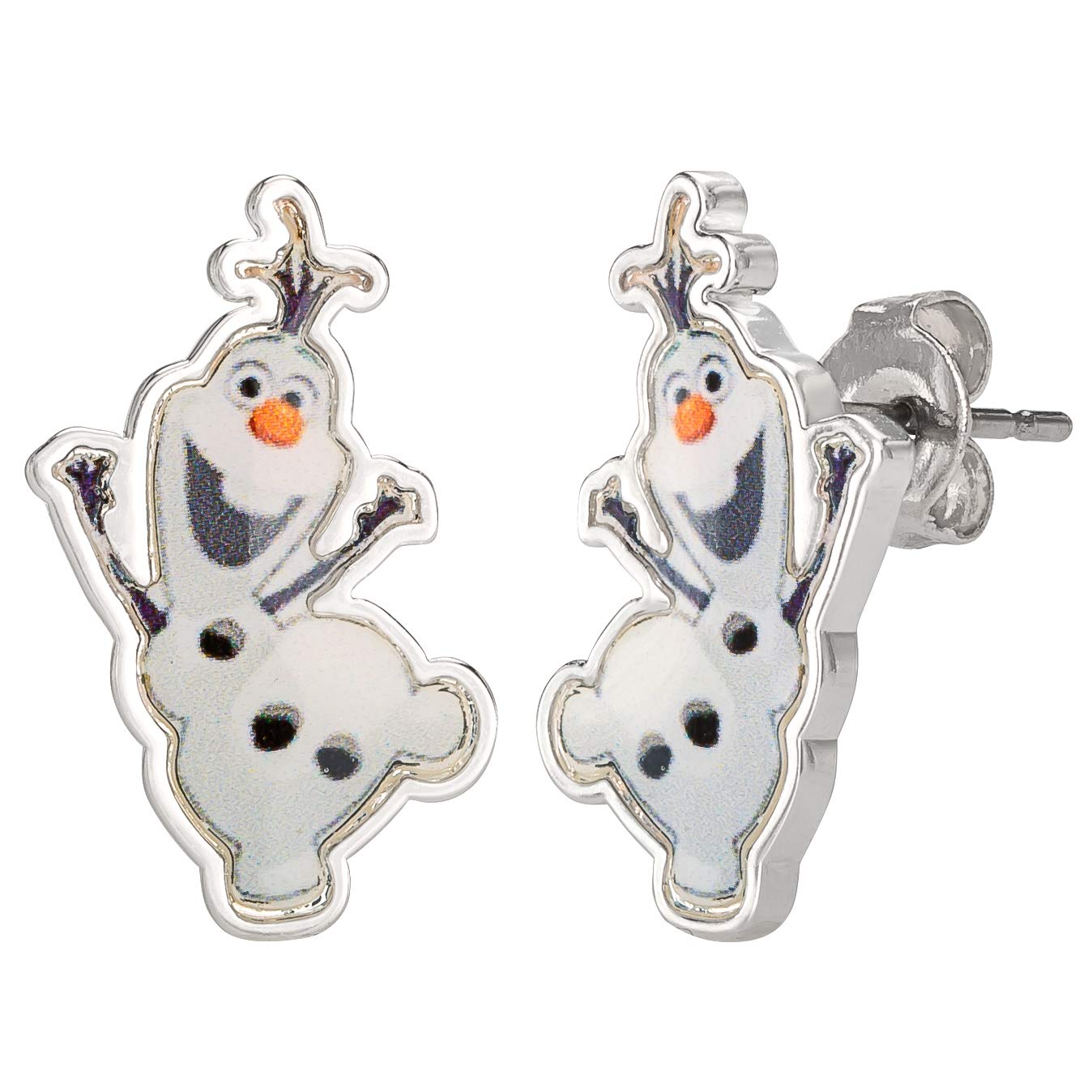 Disney Womens Frozen II Earrings - Silver Plated Stud Earrings with Anna, Elsa, and Olaf - Frozen Earrings - Disney Earrings