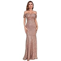 Women's Formal Sequin Bodycon Long Sleeve Prom Dresses Elegant Evening Party Maxi Dresses
