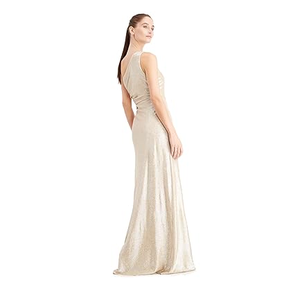Calvin Klein One-Shoulder Gown with Side Ruching and Beaded Detail – Women’s Formal Dresses for Special Occasions