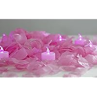 LANKER 500 PCS Pink Artificial Rose Petals with 24 PCS Steady Pink Flameless Tea Lights Candles for Valentine's Day and Romantic Occasions (Pink Lights with Pink Rose Petals)