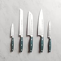10-Piece Kitchen Knife Set with Protective Sheaths, High-Carbon German Stainless Steel Cutlery, Triple Riveted Ergonomic ABS Handles, Blade Guards Included (Sea Salt)