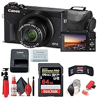 Canon PowerShot G7 X Mark III Digital Camera (Black) (3637C001) + 64GB Memory Card + Card Reader + Deluxe Soft Bag + Flex Tripod + Hand Strap + Memory Wallet + Cleaning Kit (Renewed)