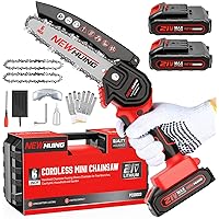 Cordless Mini Chainsaw, 6-INCH Electric Power Chainsaw, Battery Powered  2Pcs 24V 2000MAH Rechargeable Battery with Splash Guard for Wood Cutting  Tree Trimming Gardening Camping