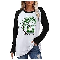 St. Patricks Day Printed Long Sleeve for Women Shirts Tops Casual Round Neck Pullover Graphic Tees Sweatshirt T-Shirt