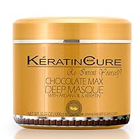 Keratin Cure Chocolate Max Deep Hair Mask Masque Moisturizing Reparation Shea Butter Argan Oil Strengthen Boosts Growth Smooths Frizz Scalp Treatment for all types (32 Ounce)