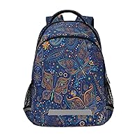 Vintage Floral and Butterflies Blue Backpacks Travel Laptop Daypack School Book Bag for Men Women Teens Kids