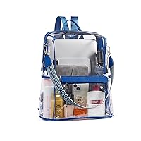 Clear Backpack for School PVC Transparent Heavy Duty Bookbag See Through Backpacks for College Work Travel Security Daypack Blue
