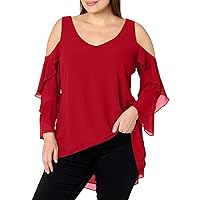 City Chic Plus Size TOP HI LO Cold Shldr in Love RED, Size 18