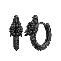 FaithHeart Mens Dragon Earrings Gothic Piercing Huggie Hoop Earrings for Men Hypoallergenic Stainless Steel Lightweight Earrings Punk Rock Jewelry Gift for Bf Dad Brothers