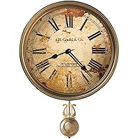 Howard Miller Donnelly Wall Clock II 549-665 – 15-Inch Antique Brass Pendulum with Auto Daylight Savings Time and Quartz Movement