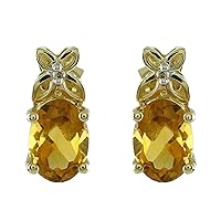 Citrine Natural Gemstone Oval Shape Stud Anniversary Earrings 925 Sterling Silver Jewelry | Yellow Gold Plated