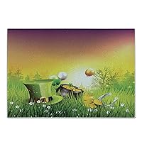 Ambesonne St. Patrick's Day Cutting Board, Scene Party Celebration Meadow Balloons Hat Gold, Decorative Tempered Glass Cutting and Serving Board, Large Size, Purple Yellow