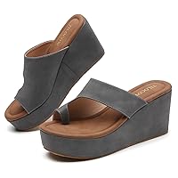 Tilocow Wedge Bunion Sandals for Women Platform Slipper High Heel Wedge Flip-Flop Light Weight Ladies Shoes
