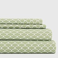 Linen Market 4 Piece Full Bedding Sheet Set (Sage Scallop) - Sleep Better Than Ever with These Ultra-Soft & Cooling Bed Sheets for Your Full Size Bed - Deep Pocket Fits 16
