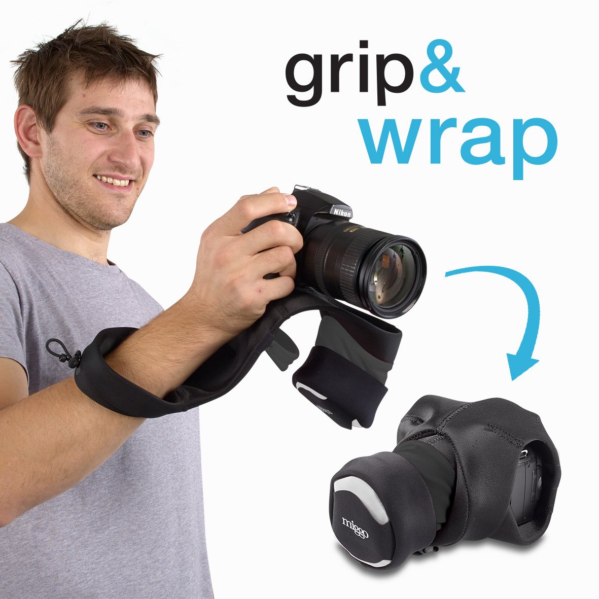 Mymiggo Grip and Wrap for SLR Cameras Black Camera Strap and Padded Case