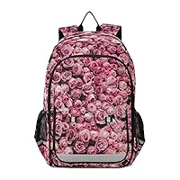 ALAZA Pink Floral Rose Flower Laptop Backpack Purse for Women Men Travel Bag Casual Daypack with Compartment & Multiple Pockets