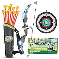 Kids Bow and Arrow Set, LED Light Up Archery Toys Set for Kids Ages 4-8 8-12, with 10 Suction Cup Arrows, Target & Quiver, Boys Girls Christmas Birthday Gift Ideas, Indoor Outdoor Kids Toys