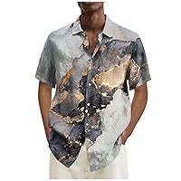 Shirts for Men 2024 Vintage Button Down Bowling Shirts Short Sleeve Summer Beach Shirt