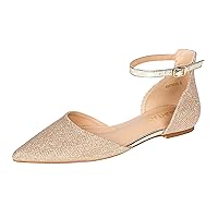 Flats for Women Pointed Toe Comfortable Ankle Strap Gold Nude Flats Silver Black Flats for Women Casual Dress Wedding Flats Shoes