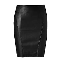 Women's Leather Skirt Genuine Soft Lambskin Leather Knee-Length Skirt RK002