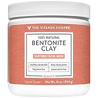 Bentonite Clay 100% Natural Powder - Soothing Facial Mask for Healthy Vibrant Skin & Deep Cleans Pores (16 Ounces) by The Vitamin Shoppe