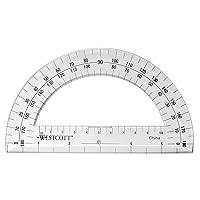 Westcott 6-Inch Plastic 180 Degree Protractor, Clear