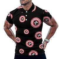 Pi Day Mathematics Symbol Mens Polo Shirt Collared Short Sleeve T Shirt Slim Fit Golf Shirt Casual Tee Top