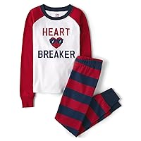 The Children's Place Unisex-Kid's Valentine's Day Long Sleeve Top and Pants Snug Fit 100% Cotton 2 Piece Pajama Set