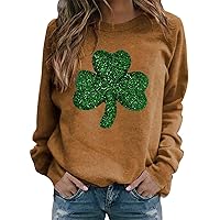 Women Trendy Blouses St.Patrick's Day Long Sleeve Crew Neck Holiday Shirts Casual Clover Graphic Irish Pullover Tops