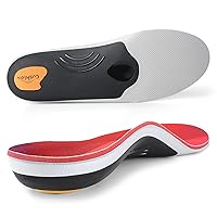 PCSsole Heavy Duty Arch Support Insoles,220+lbs Plantar Fasciitis Orthotic Insoles,Work Boot Shoe Insert for Flat Feet, Heel Pain,Pronation,Foot Pain Relief,Metatarsal Support.25cm Red