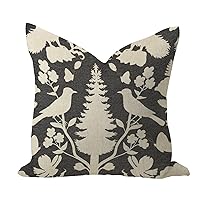 Breathable Outdoor Pillow Covers 26x26 Chenonceau Birds and Botanicals Aquamarine Decorative Pillow Case Accent Birds Leaves Print Green Farmhouse Decor Linen Throw Cushion Case for Office Porch Bed
