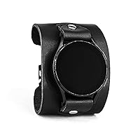 Leather wide cuff band 20mm 22mm Compatible with Samsung Galaxy Watch Classic Active and other Smart watches with a classic lug, Handmade UA 2550 (other colors & sizes)