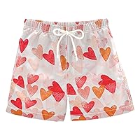 Valentine Day Pink Heart Boys Swim Trunks Baby Kids Swimwear Swim Beach Shorts Board Shorts Hawaii Vacation,2T