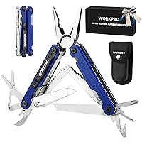 WORKPRO 18-in-1 Multi Tool Pliers, Stainless Steel EDC Multitool with Pocket Knife, 2 Safety Locks, Belt Clip and Oxford Pouch, Multipurpose Utility Multiuse Tool for Camping Outdoor Activities