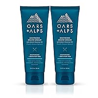 Oars + Alps Soothing Men's Shaving Cream, Dermatologist Tested and Infused with Aloe and Coconut Oil, Fresh Ocean Splash Scent, TSA Approved, 3.4 Oz, 2 Pack