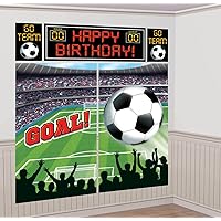 Amscan Soccer Goal Birthday Party Soccer Scene Setters Wall Decorating Kit, Multicolor