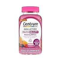 MultiGummies Multi+ Beauty Dual Action Multivitamin, Specially Designed with Biotin for Healthy Hair, Skin and Nails, Cherry/Berry/Orange Flavors - 100 Count