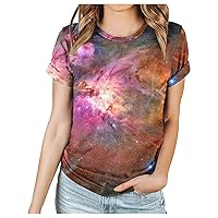 Womens Summer Graphic Shirts V Neck Casual T Shirt Short Sleeve Blouses Tops Printed Athletic T-Shirt for Women