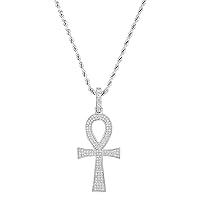 Mens Womens Cross Jesus Necklace Iced Out Nickel Free Stainless Steel Rope Chain Box