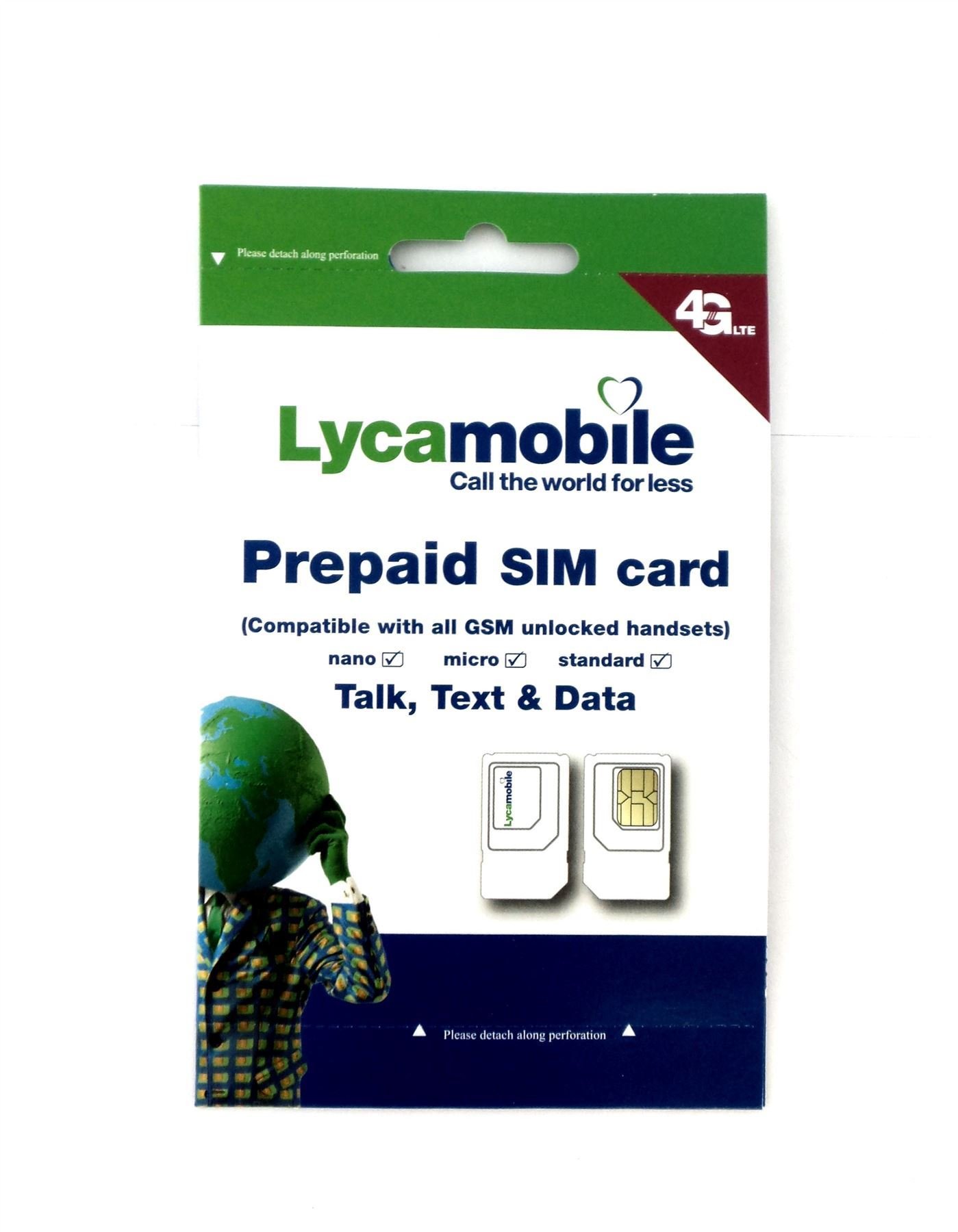 Lycamobile Triple Punch Standard, Micro and Nano All in One SIM Card
