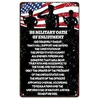 Memorial Day Sign Us Military Oath Metal Sign Patriotic Home Decor Military Decor Veteran for Plaque Poster Restaurant Bar Courtyard Home Cafe Wall Decor 8x12 Inch