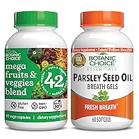 Mega Fruits & Veggies and Parsley Seed Oil Bundle - Energy Balance & Breath Freshener Supplements for Adults