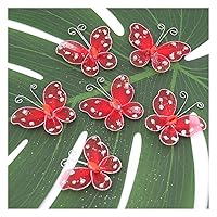 20 Pcs Organza Butterflies Craft Fabric Butterflies Sheer Mesh Wire Glitter Butterfly with Rhinestones for DIY Crafts Clothes Accessories Home Wedding Party Table Scatter Wall Decorations