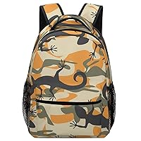 Lizard Camouflage Travel Laptop Backpack Casual Hiking Backpack with Mesh Side Pockets for Business Work