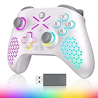 LED PC Wireless Controller for PC Windows,iOS,Android,Steam,Switch,PS3,Samsung TV,PC Gaming Controlle with TURBO,Macro Function (Connecting to Xbox Consoles is Not Supported at This Time)