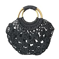 Infinity Knot Open Weave Straw Round Handle Tote Bag