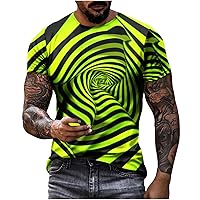 Mens 3D Printed Shirts Optical Illusion Funny Design Tees Colorful T-Shirts Casual Short Sleeve Summer Tops for Men
