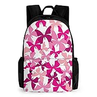Pink Butterfly Cancer Over 17 Inch Laptop Backpack Large Capacity Daypack Travel Shoulder Bag for Men&Women